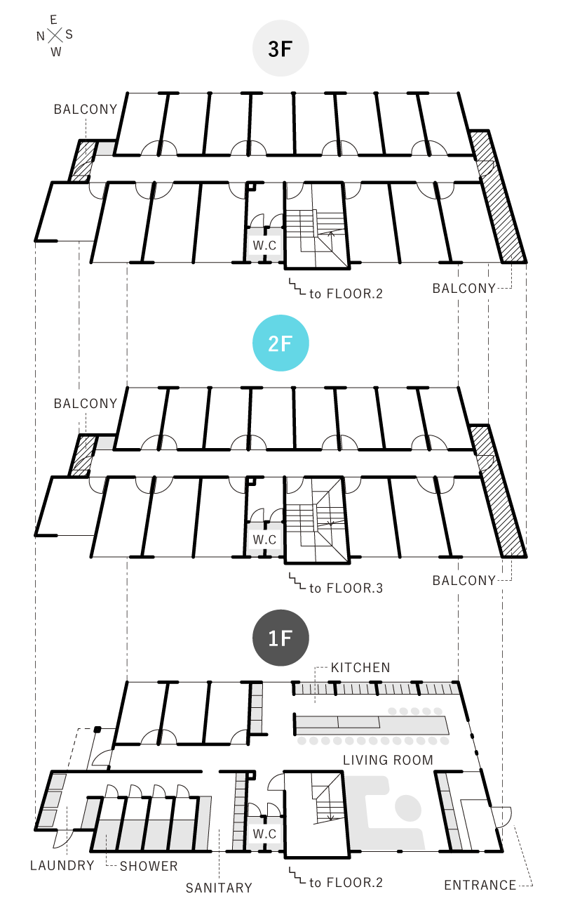 KAE OSAKA FLOOR MAP｜TESEN SHARE HOUSE