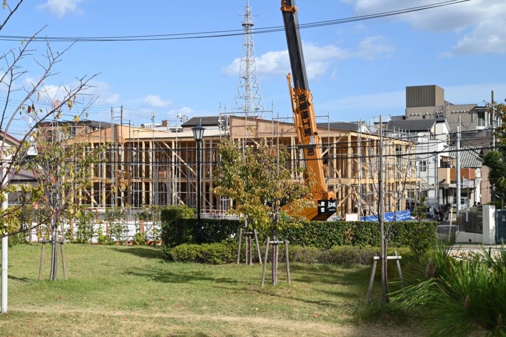 尼崎の新築シェアハウスENNの上棟の様子