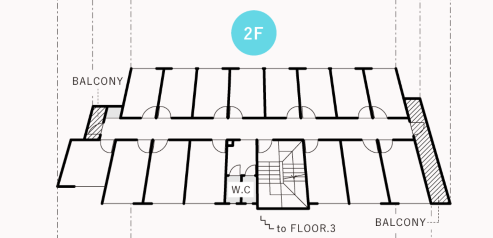 新築シェアハウスKAE OSAKA 間取り図 2F